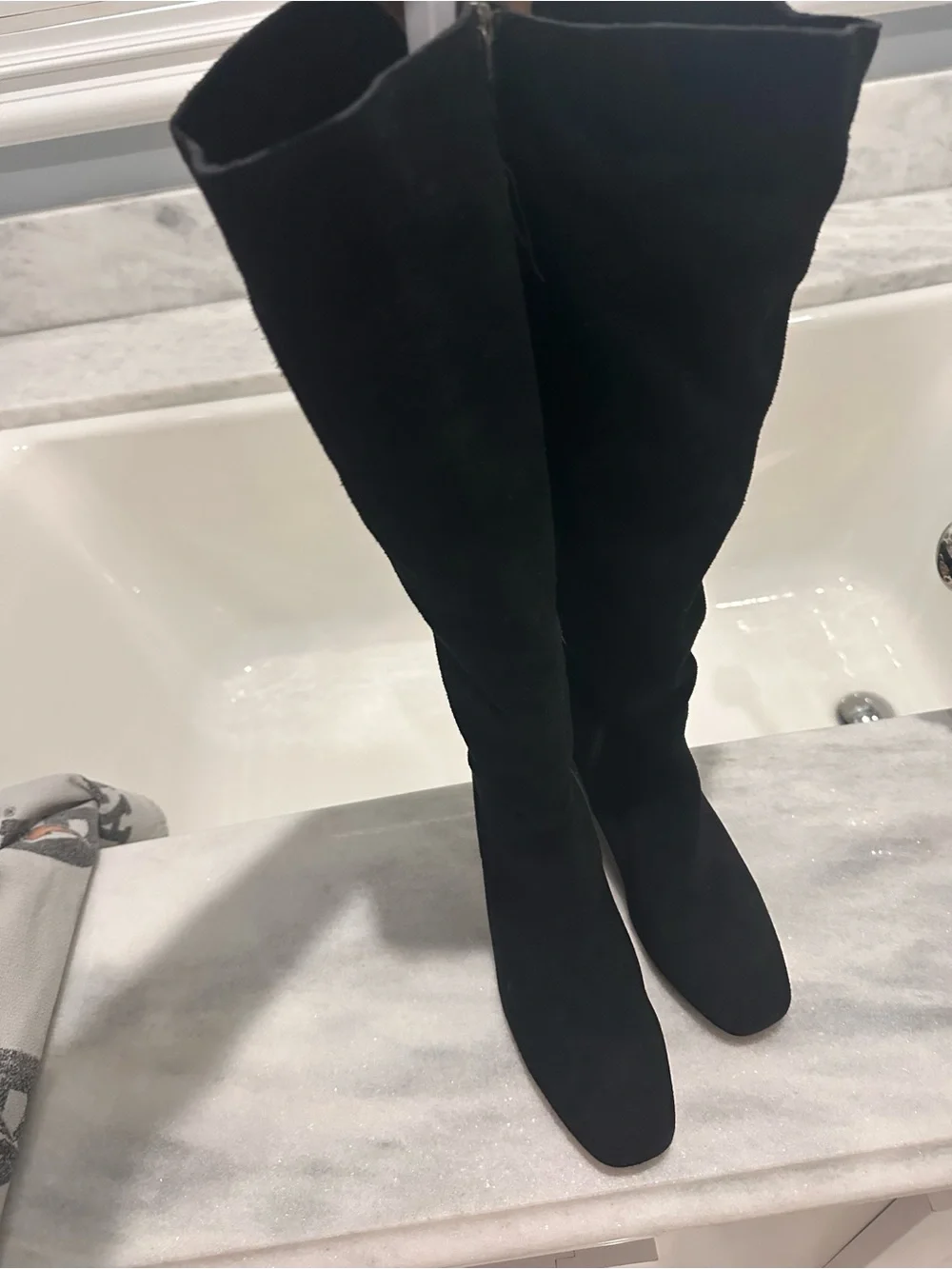 Splendid Black Over-The-Knee Suede-Look Boots